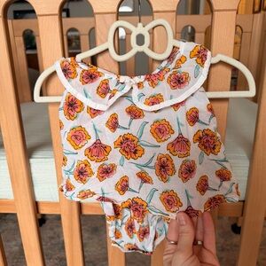 For Love And Lemons Floral Baby Outfit with Orange and Pink Accents